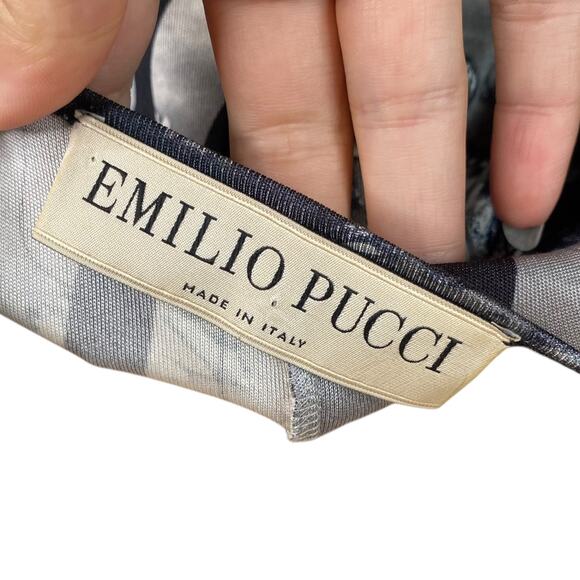 Emilio Pucci Runway Black Gray Abstract Silk Sheath Dress US SZ 10 - Picture 9 of 16